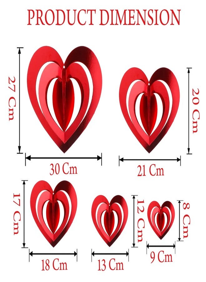 AMFIN® (Pack of 16) Valentines Day Hanging/Valentine Decoration/Valentine 3D Love Heart Shape Hanging/Heart Shape Hanging/Red Love Hanging / 3D Hanging Heart/Anniversary Hanging Heart - Image 2